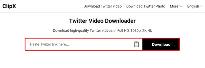 Paste the Twitter link into ClipX