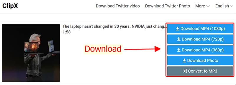 Save Twitter videos with ClipX